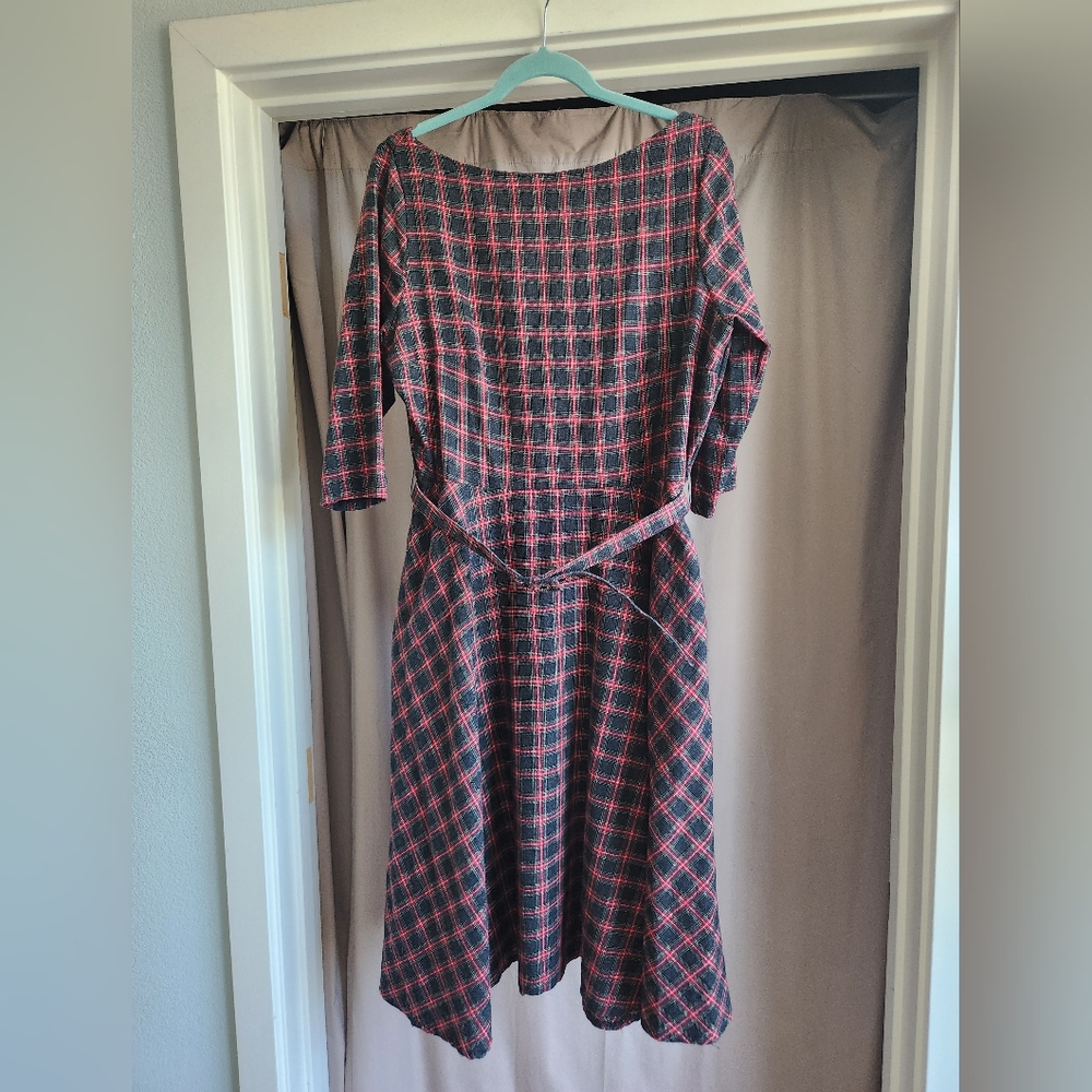 Plaid Dress with Belt